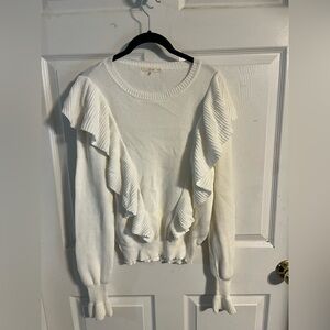 Le Lis White Ruffle Sweater